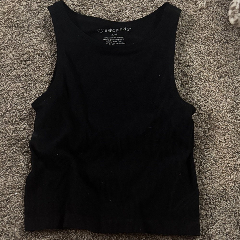 eye candy Black Ribbed Crop Tank